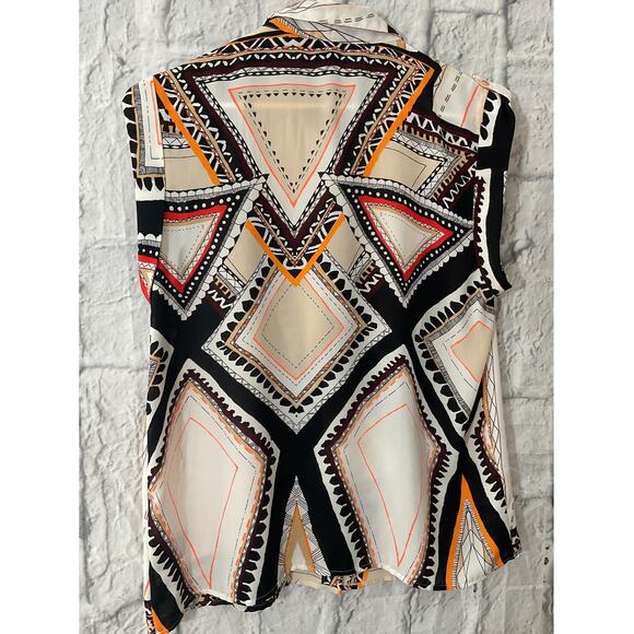 Mossimo Size Large Blouse Geometric Print Sleeveless - Picture 6 of 7